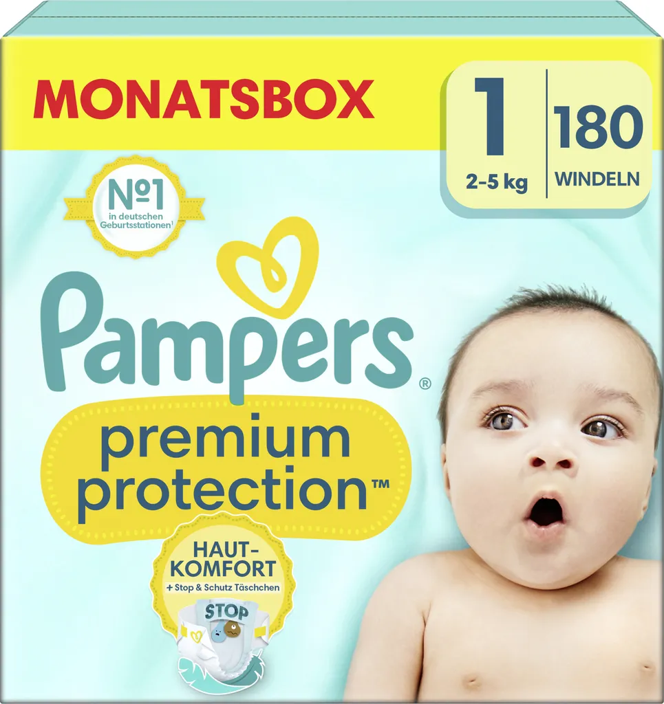 Pampers Premium Protection Taille 1 Newborn 180 Couches 40705513