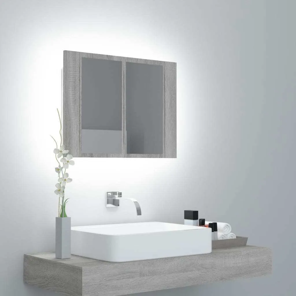 Specchio Illuminato LED Grigio Sonoma 60 cm - Trasforma il tuo Bagno