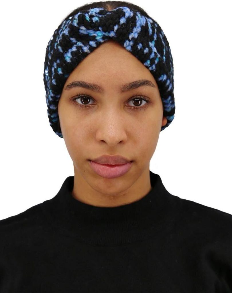 Kreuz Stirnband Laura aus Wolle - Farbe: Blau
