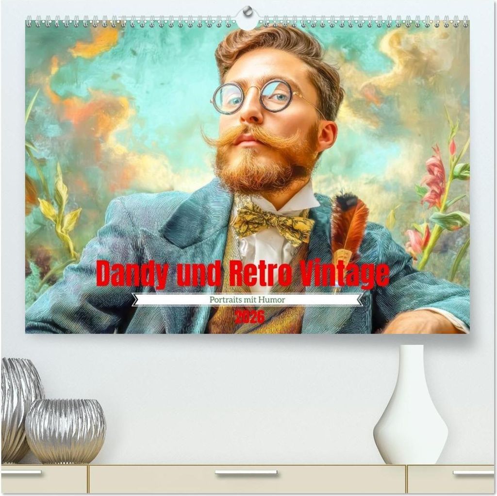 Dandy und Retro Vintage - Portraits mit Humor (hochwertiger Premium Wandkalender 2026 DIN A2 quer), Kunstdruck in Hochglanz