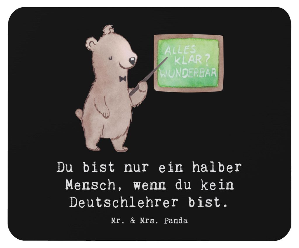 Mr. & Mrs. Panda Mauspad Deutschlehrer Herz - Schwarz - Geschenk, pc, notebook, Grundschule, Spruch, Lustig, Mousepad, mousematte, Witzig, Mouse Pad