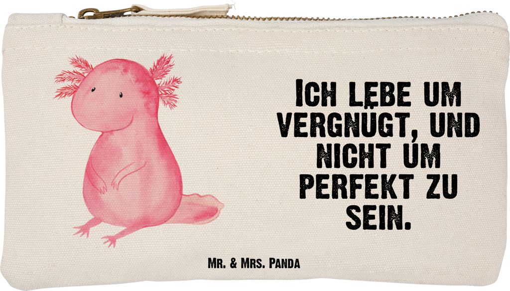Mr. & Mrs. Panda Schlampermäppchen Axolotl Niedlich Größe S Klein - Weiß - Geschenk, Lebensweisheit, Liebe, Kosmetiktasche, Fröhlich, Weisheit...