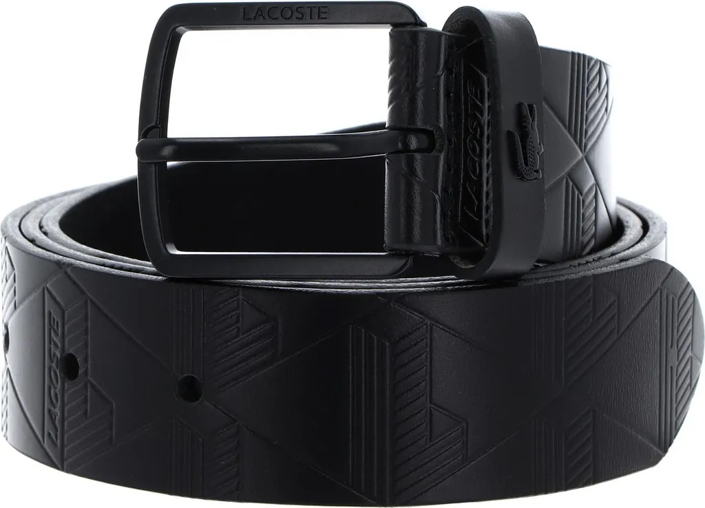 Lacoste Pelle Cintura Monogramme Embossed Belt W90 Noir Nero | Acquista