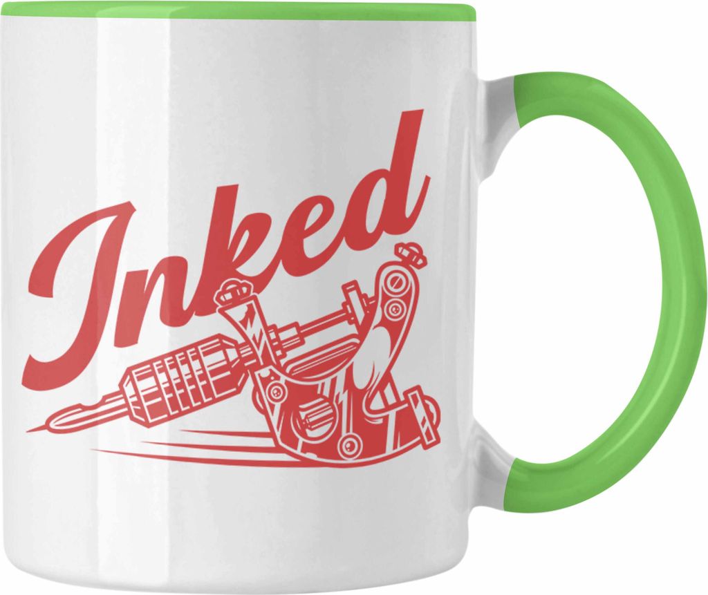Trendation - Inked Tattoos Tasse Geschenk Tattoowiererin Tattoowierer Geschenkidee Spruch Männer Frauen (Grün)