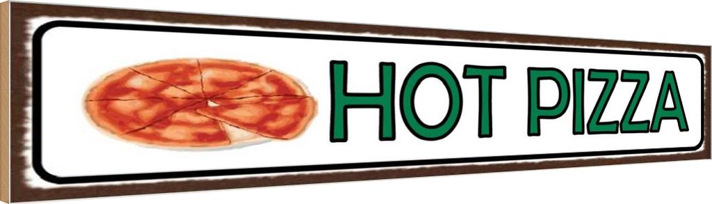 vianmo Holzschild 10x46 cm Hot Pizza Fast Food