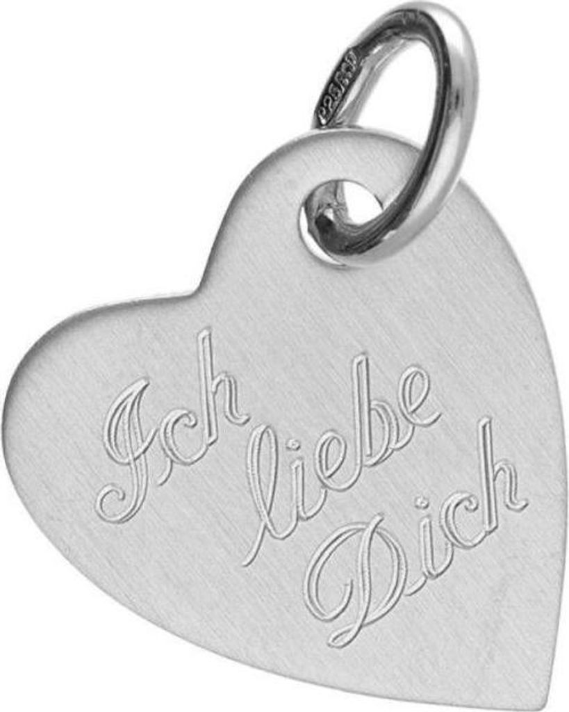 Damen Silber Anhänger Herzform mit 'Ich liebe Dich' Gravur