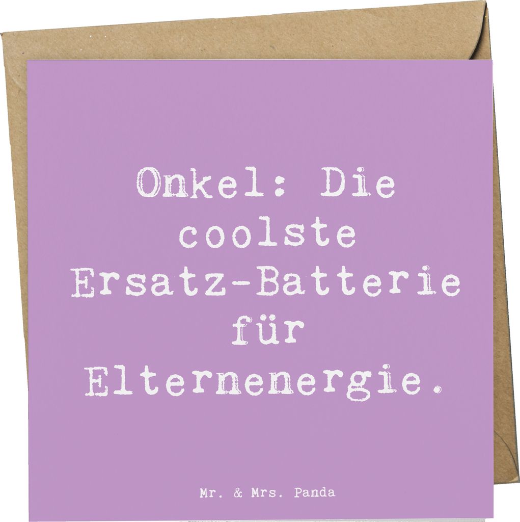 Mr. & Mrs. Panda Grußkarte Spruch Onkel Energie - Lavendeltraum - Geschenk, Ersatzvater, Unterstützung, Patenonkel, Familienangehöriger, doppelk...