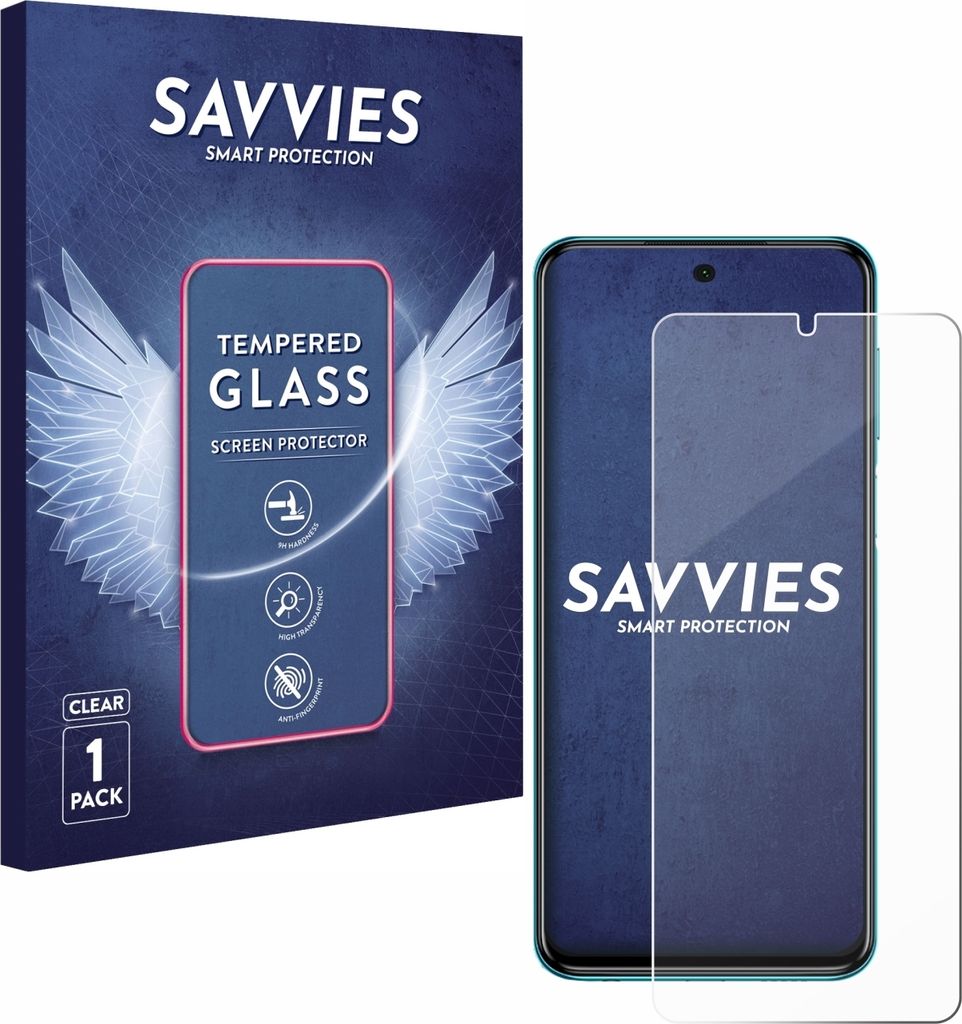 Savvies Schutzglas für Xiaomi Redmi Note 9 Pro Max Displayschutz 9H Glas klar transparent
