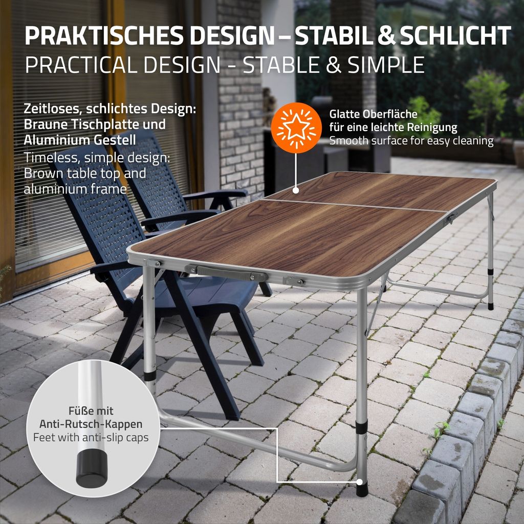 ECD Germany Campingtisch Klapptisch mit Tragegriff, Produktbild 3