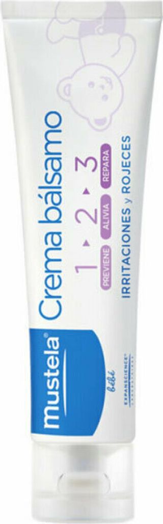 A tube of Mustela Bébé Vitamin Barrier Cream.
