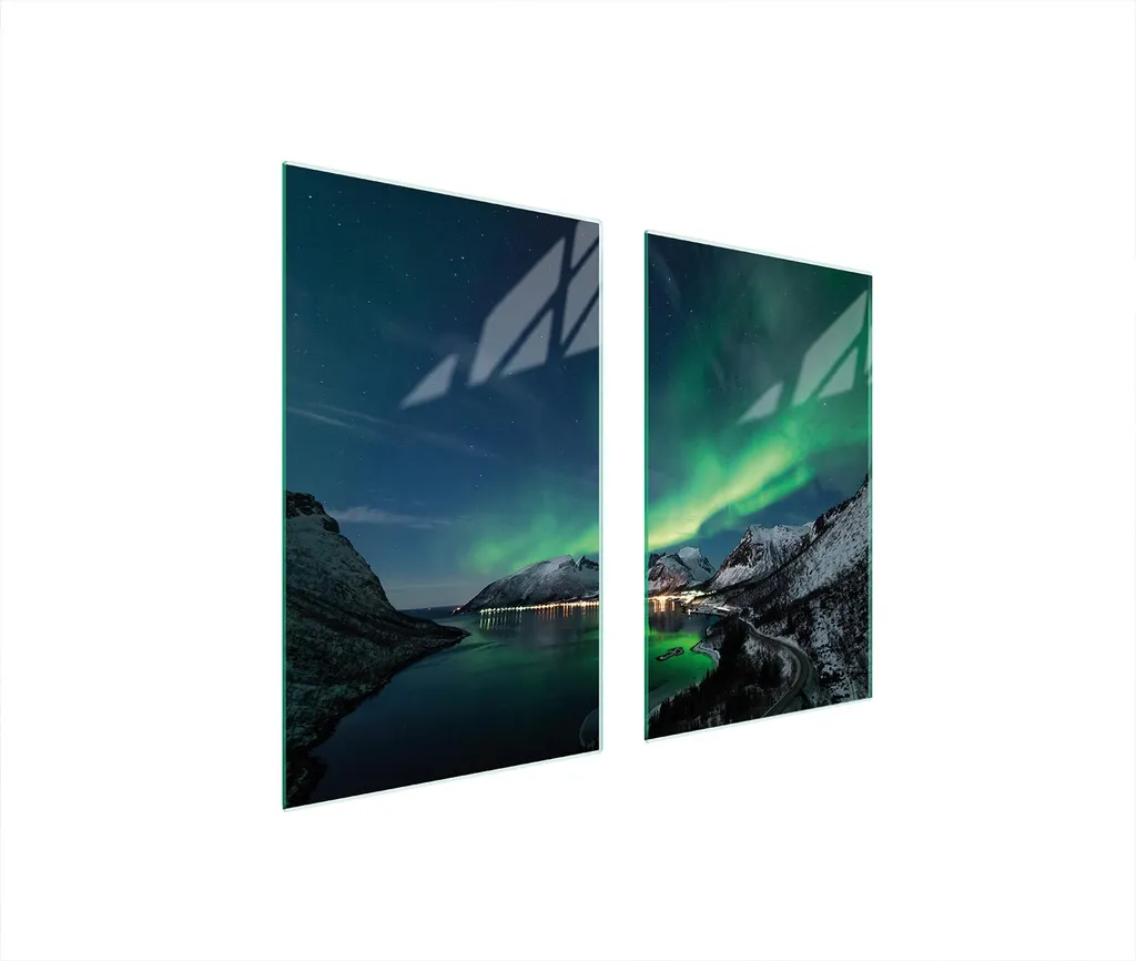 Copri Piano Cottura 75x52 Vetro Temperato - Tagliere Aurora Boreale