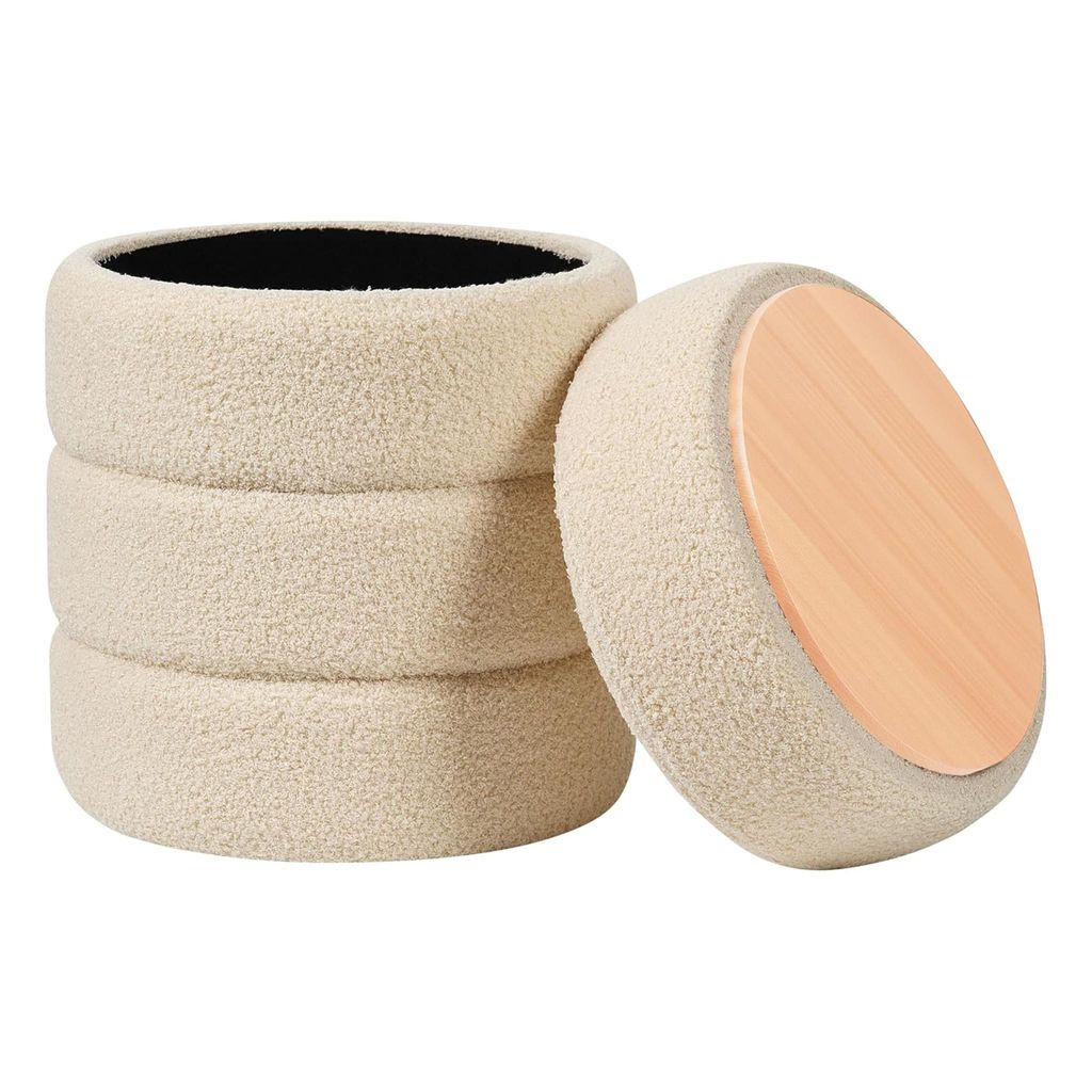 Teddy Hocker mit Stauraum Rund Sitzhocker Produktbild 