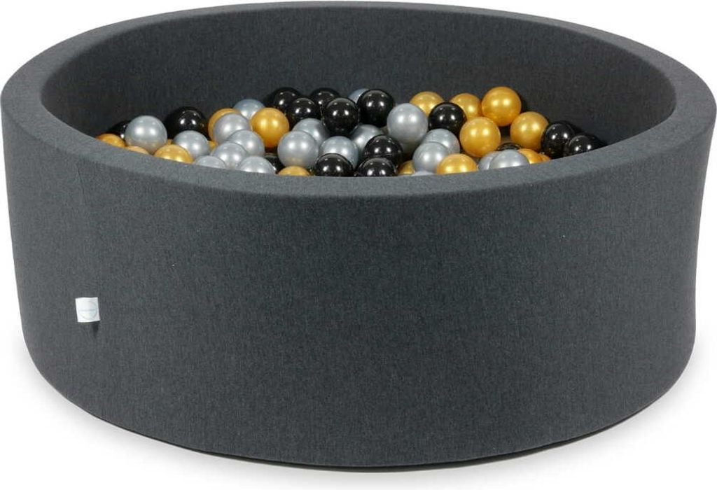 Bällebad 110x40cm Graphit – Mit 500 Bällen / Silber, Gold, Schwarz