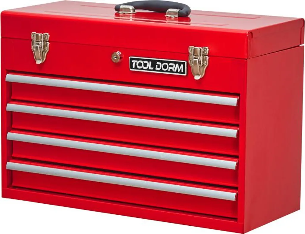 Boîte à outils métallique à 4 tiroirs coulissants 20,3 pouces rouge