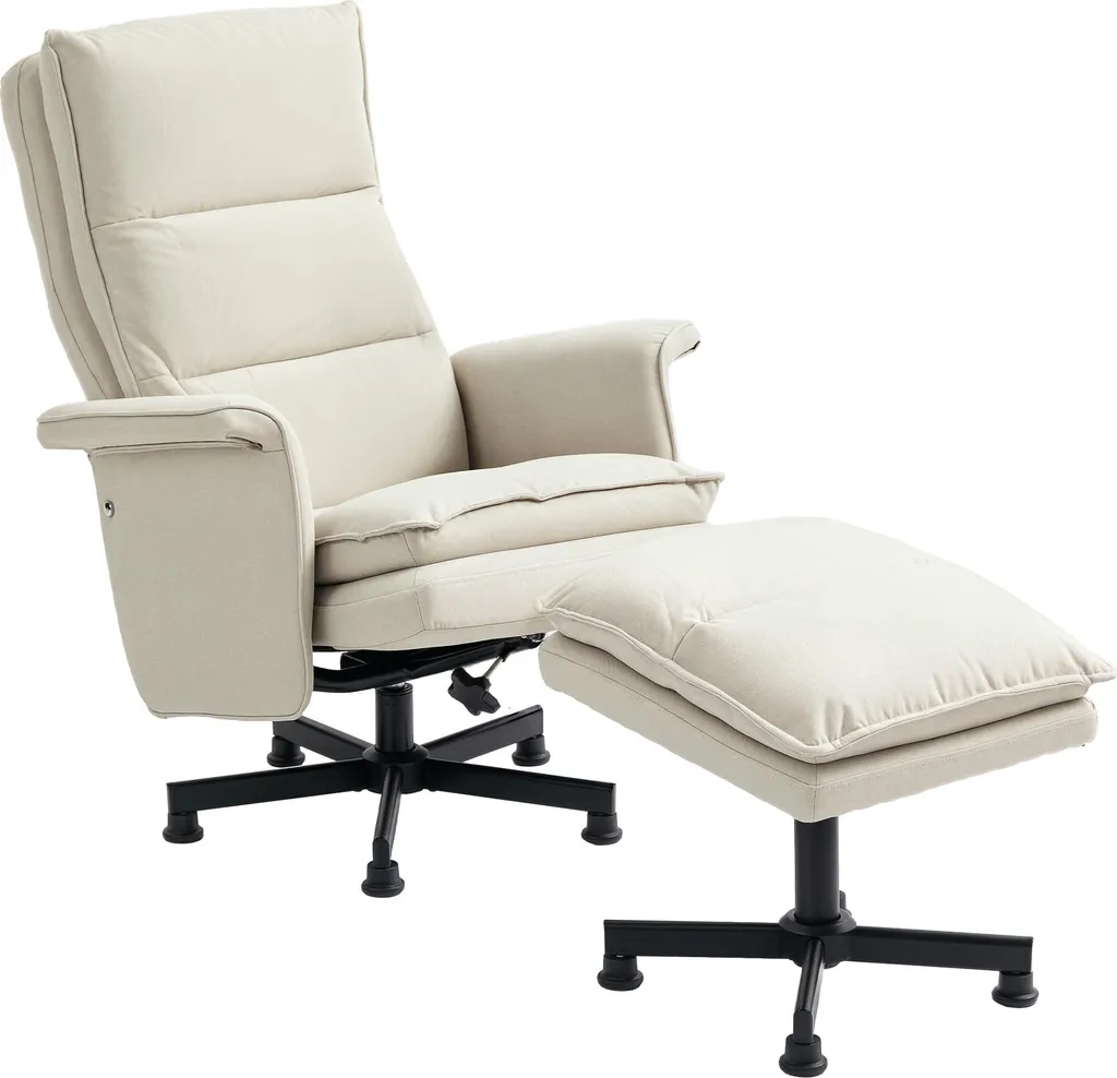 Fauteuil de relaxation massant avec télécommande et repose-pieds beige