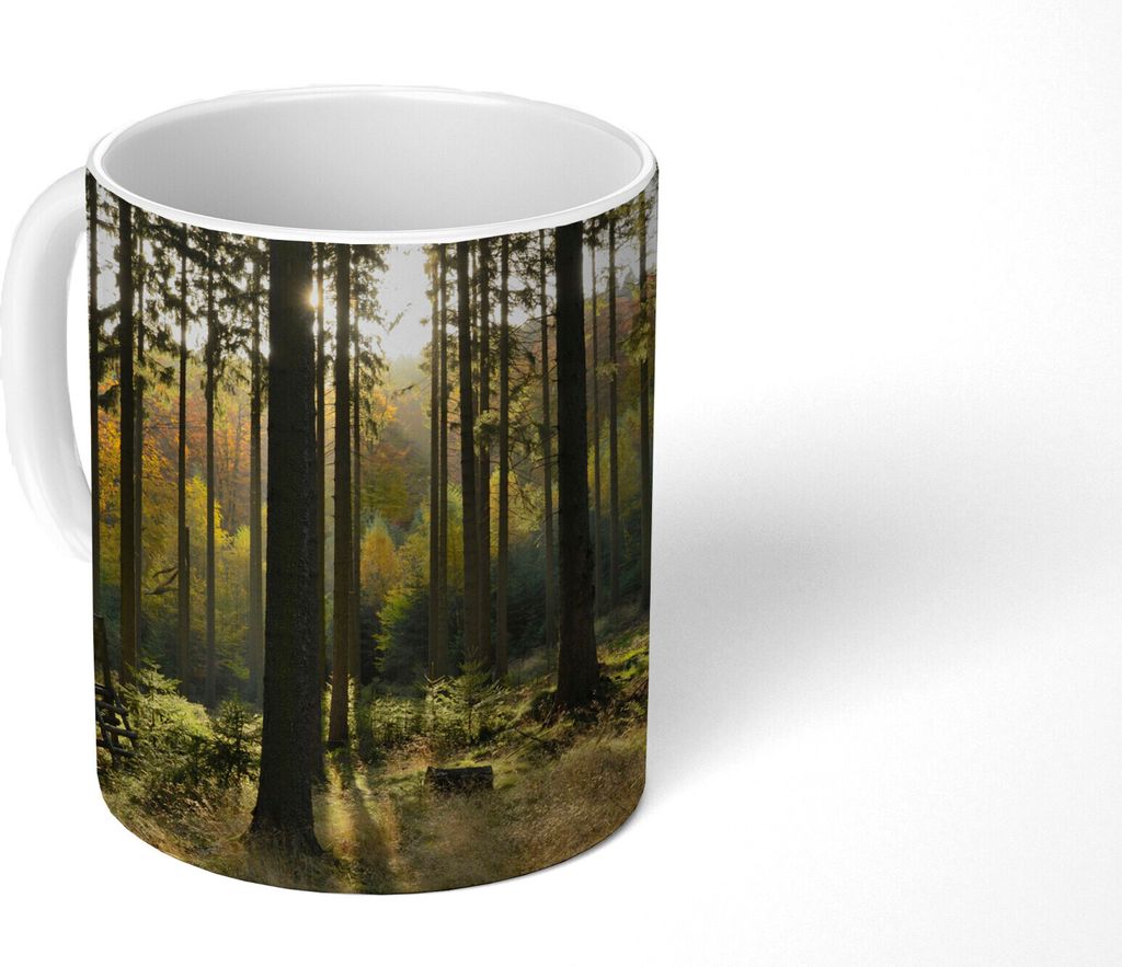 MuchoWow Tasse Kaffeetasse Kaffeebecher 350 ml Wald - Sommer - Sonne Teetasse - Fototasse - Becher - Keramikbecher - Teebecher - Kaffeetasse - B...