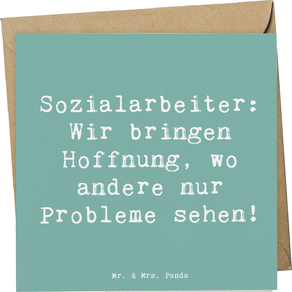 Mr. & Mrs. Panda Glückwunschkarte Spruch Sozialarbeiterin Hoffnungsträger - Meeresbrise - Geschenk, Grußkarte, Beruf, Unterstützung, Berufslieb...