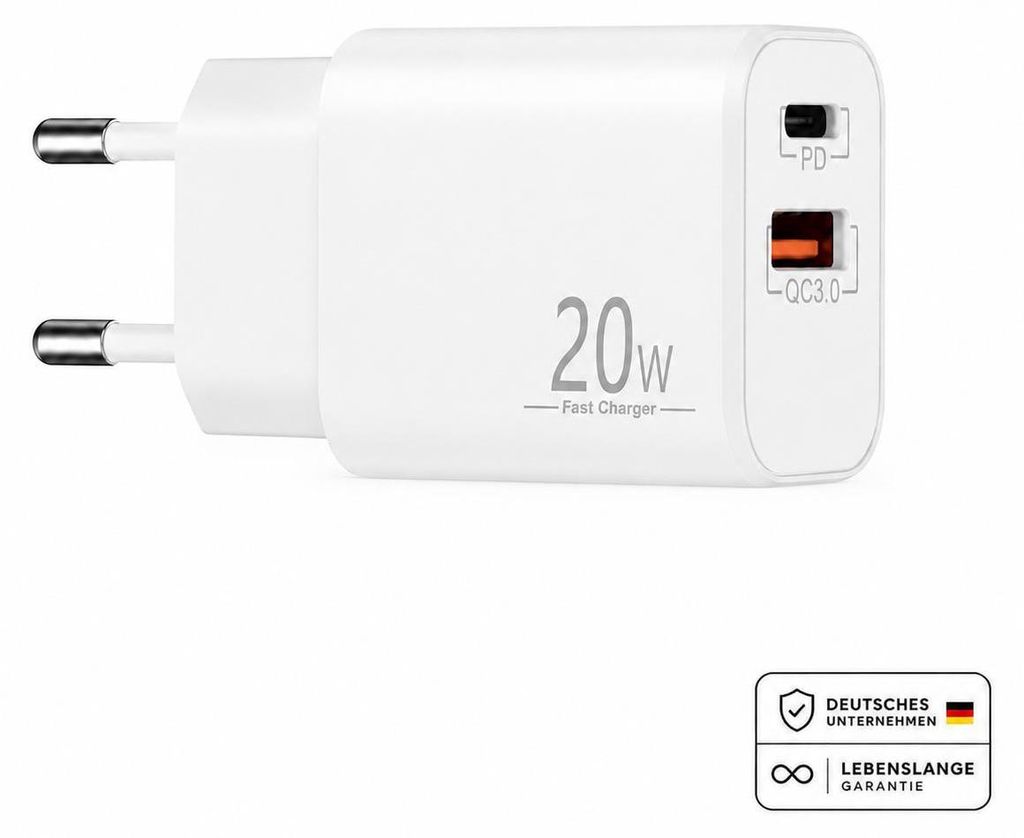 Schnellladegerät USB-C + USB-A Dual Netzteil Universal mit Produktbild 
