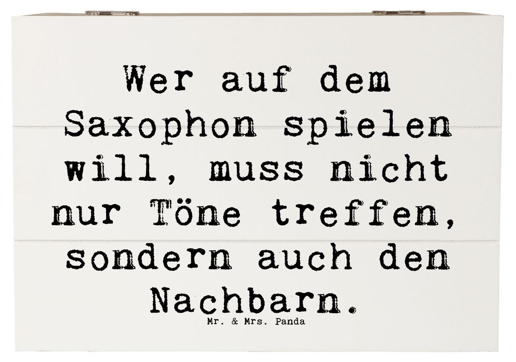 Mr. & Mrs. Panda Box aus Holz Spruch Saxophon Spieler 22 x 15 cm - Weiß - Geschenk, Musikinstrumente, Blasinstrument, Kiste, Musiker, Holztruhe, M...