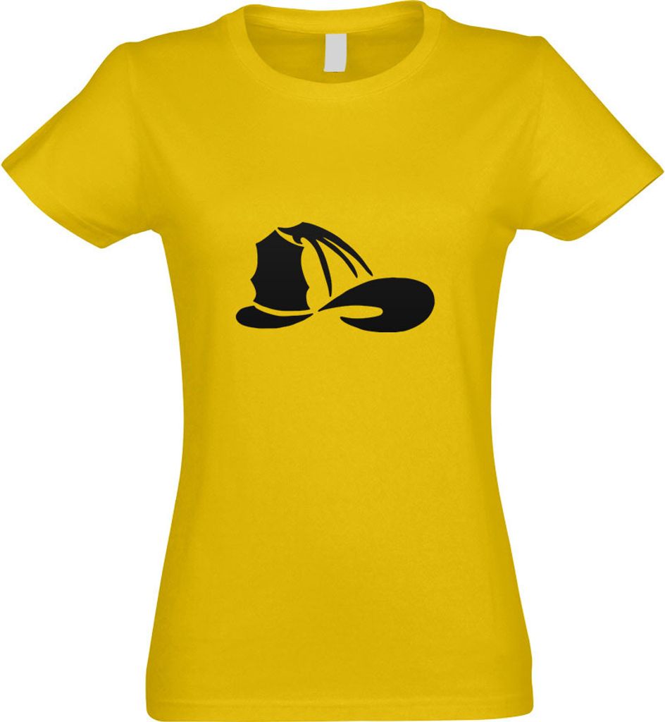 Kiwistar - T-Shirt tailliert - Damen - gelb - Feuerwehrhelm - Einsatz - mit Motiv Bedruckt - Funshirt Design - Sport - Freizeit - Damen - L