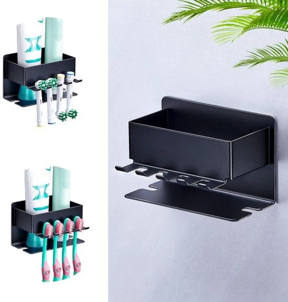Support mural pour brosse à dents électrique en inox noir mat élégant