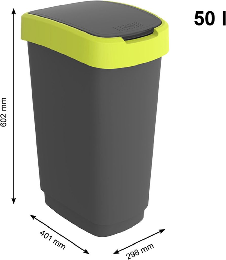 Rotho Abfalleimer 50 L Twist - Swingeimer 40,1 x 29,8 x Produktbild 4