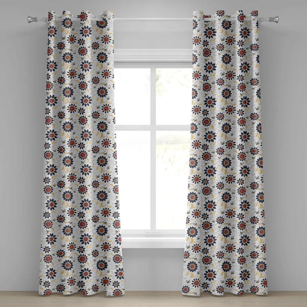 Paire de rideaux décoratifs Abeilles d'été pour salon 280 x 175 cm