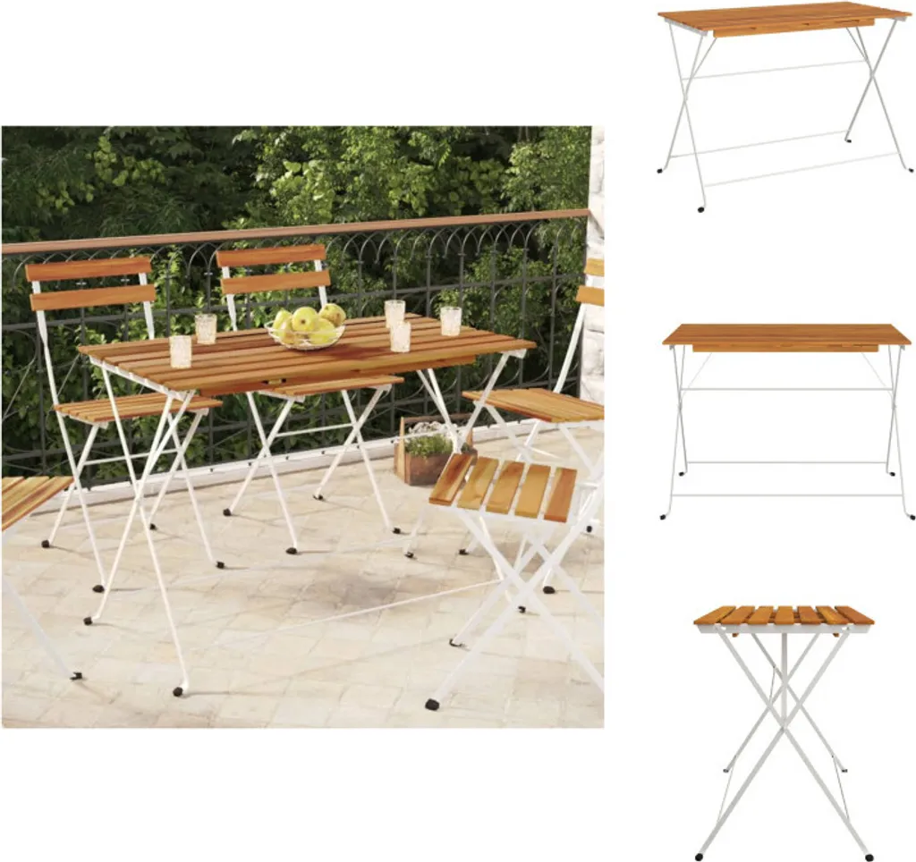 VidaXL Tavolo Bistrot Pieghevole 100x54x71 cm Acacia e Acciaio - Shop Online