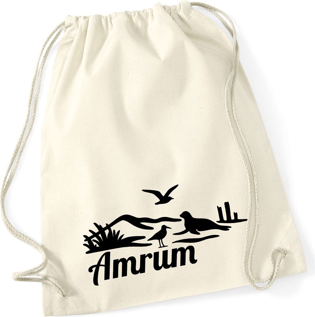 Huuraa Rucksack Amrum Strandmotiv Geschenk 12 Liter Natural Baumwolle Amrum Accessoire
