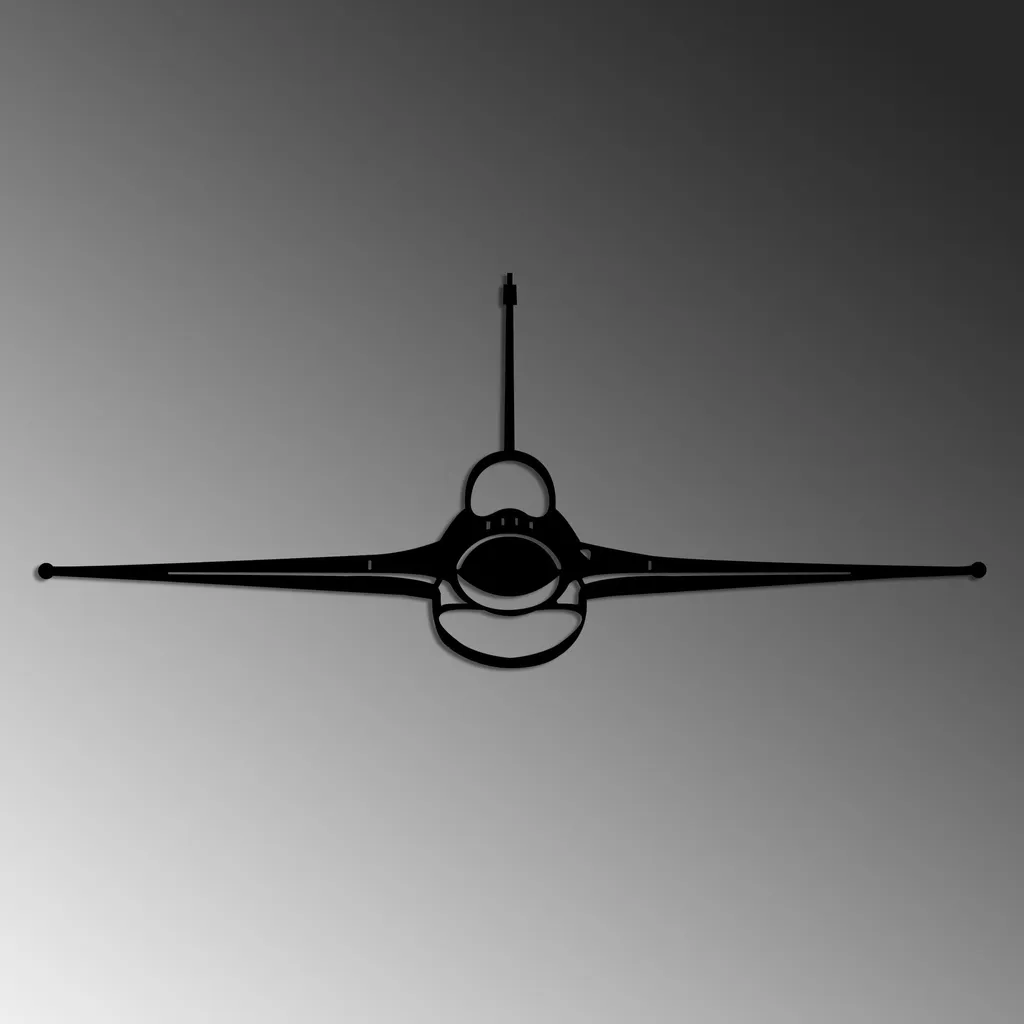 Decorazione da Parete F-16 Wallity Metallo Nero Design Moderno - 4