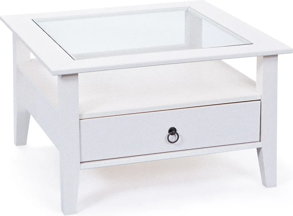 Table basse de salon blanche Pall dotée d'une tablette de rangement