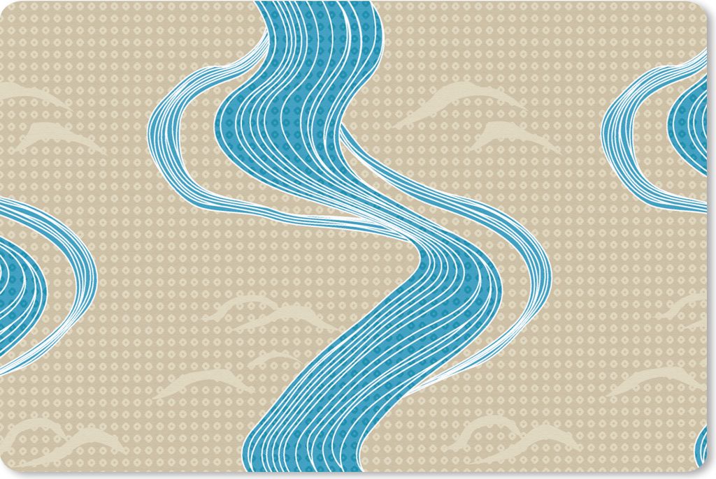 MuchoWow Schreibtischunterlage Muster - Berg - Fluss 60x40 cm - XXL Mauspad - Großes Mauspad