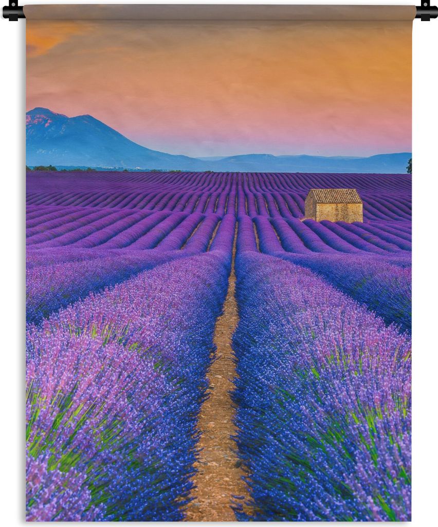 MuchoWow Wandteppich Wandbehang Lavendel - Lila - Blumen 120x160 cm Tapisserie Dekoration Wandtuch - Wohnzimmer - Moderne