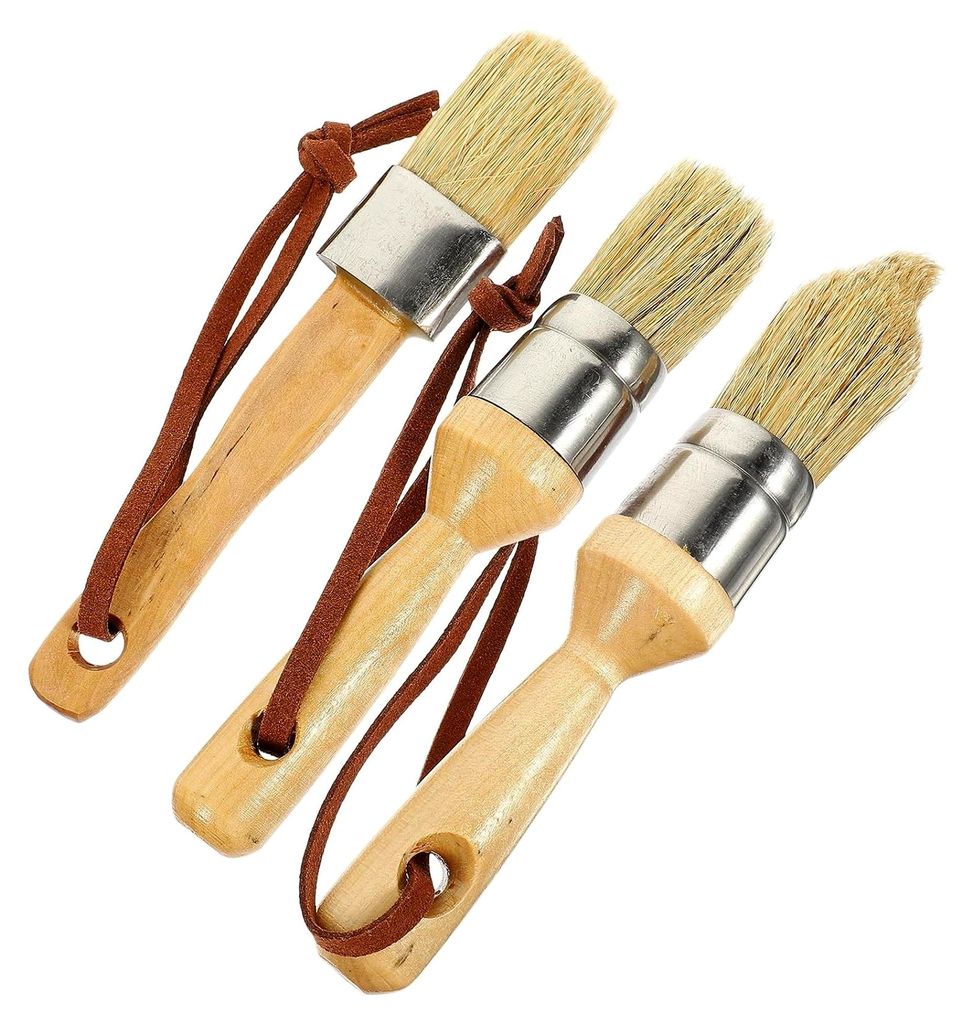 3-teiliges Pinselset mit Borstenpinsel und Buchenholzgriff, langlebige Naturborsten, multifunktional für Malerbedarf und Kunsthandwerk