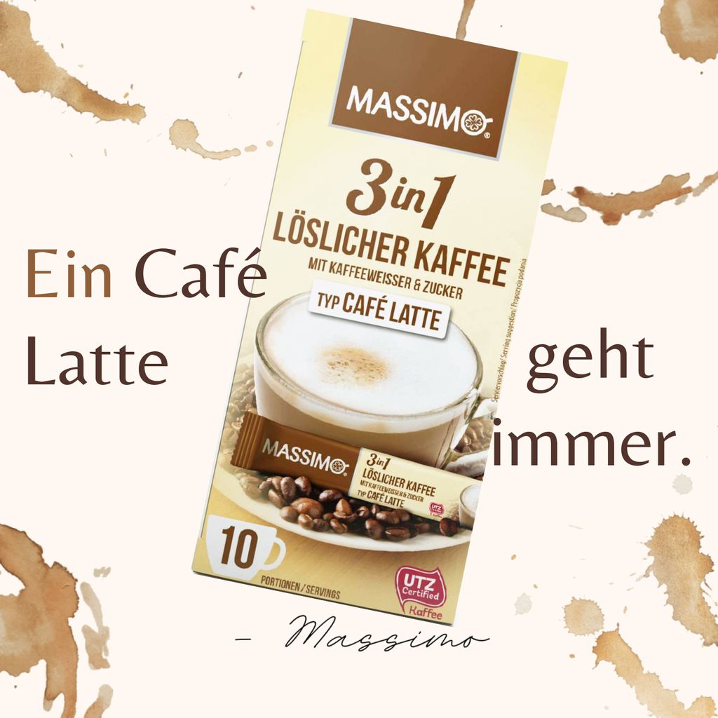MASSIMO 3in1 Löslicher Kaffee Typ Café Latte 125g / 10 Produktbild 7