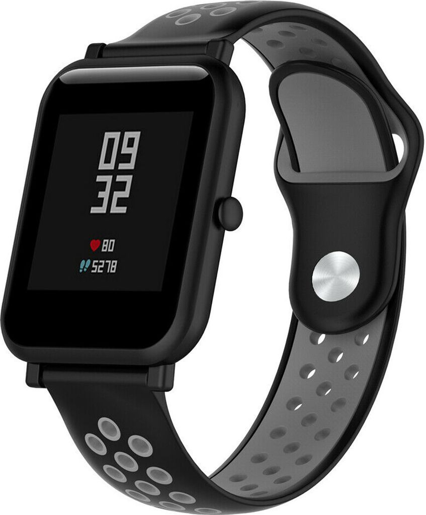 Strap-it Xiaomi Amazfit Bip Sportarmband (Schwarz / Grau)