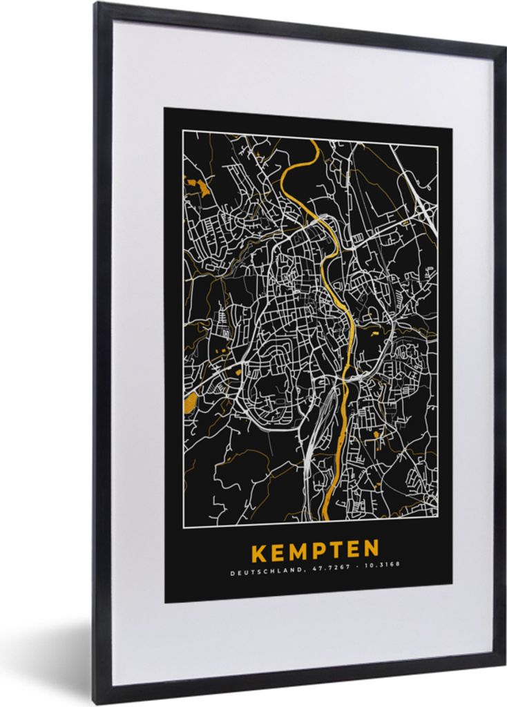 MuchoWow® Gerahmtes Poster Stadtplan - Deutschland - Gold - Produktbild 