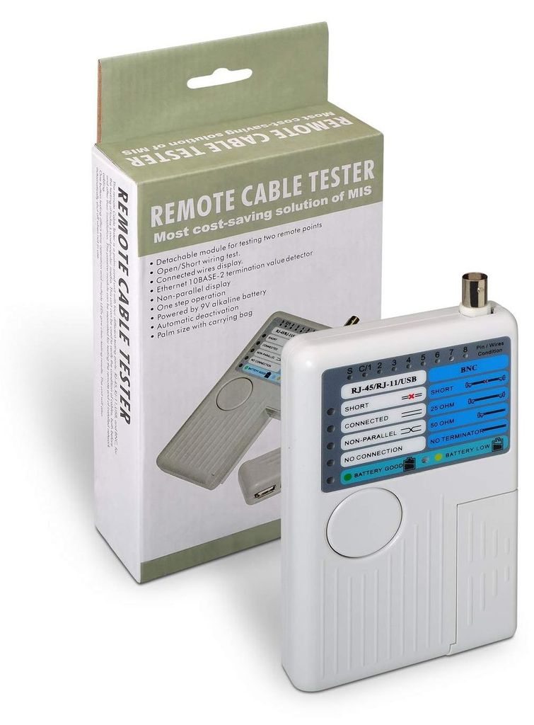 AISENS A142-0313, Kabeltester voor UTP/STP, BNC, RJ-11, Productafbeelding 