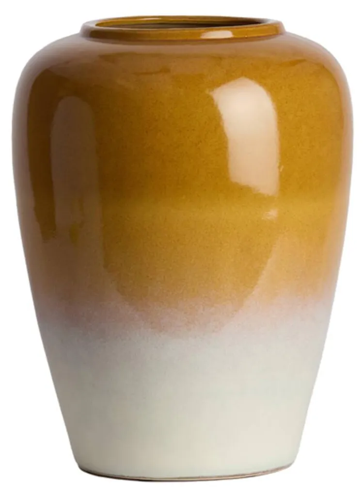 Grand vase décoratif en céramique VALERIA bicolore ocre et crème