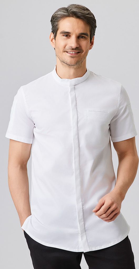 Funktions-Jacke slim fit, kurzarm, weiß, L : 52% Baumwolle 45% Polyester 3% Elasthan : weiß : L