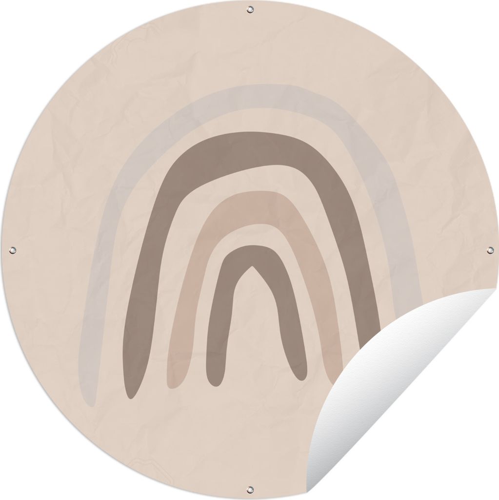 MuchoWow Gartenposter Outdoor-Poster Rund Regenbogen - Pastell - Strichzeichnung Ø 150 cm Gartendeko Rundes Poster draußen