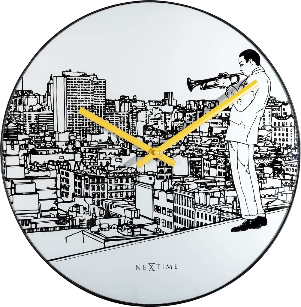 Grande Horloge Murale Design 40cm Blanche NeXtime 8191 Trumpet City
