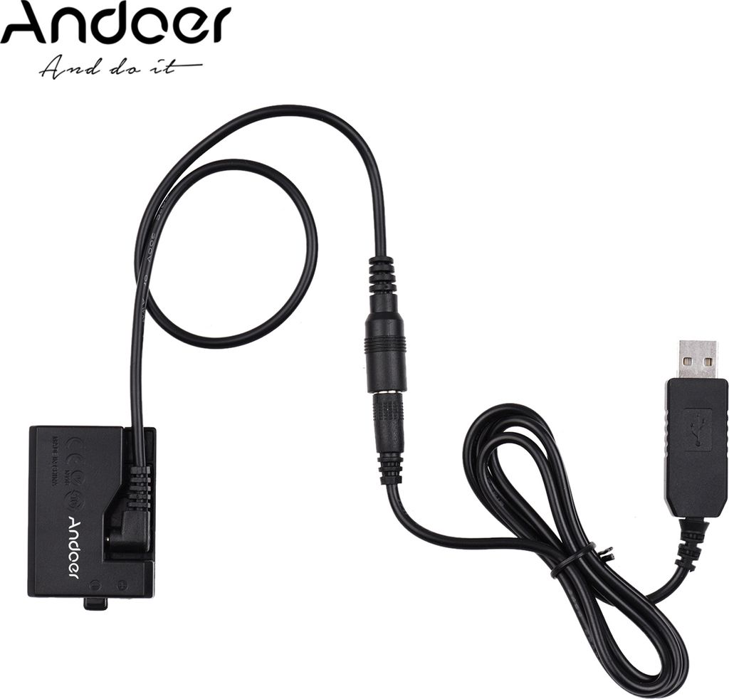Andoer ACK-E10 5-V-USB-Dummy-Batterie-DC-Koppleradapter (Ersatz fuer LP-E10) Kompatibel mit Canon EOS Rebel T3 / T5 / T6 / T7 / T100 / Kuss X50 / K...