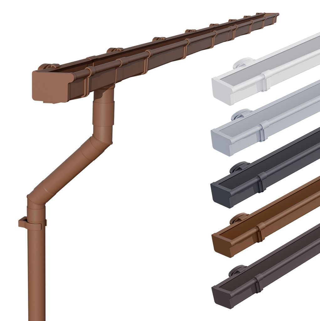 INEFA Dachrinne Kunststoff Set NW68 / 68mm – Kastenrinne 5m Produktbild 