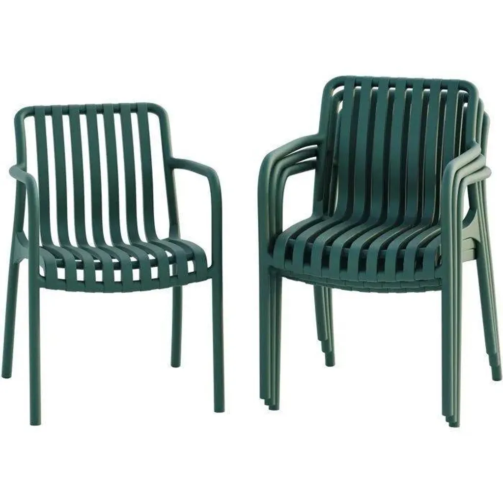Chaises de jardin SOLARIA empilables vert kaki pour terrasse et balcon