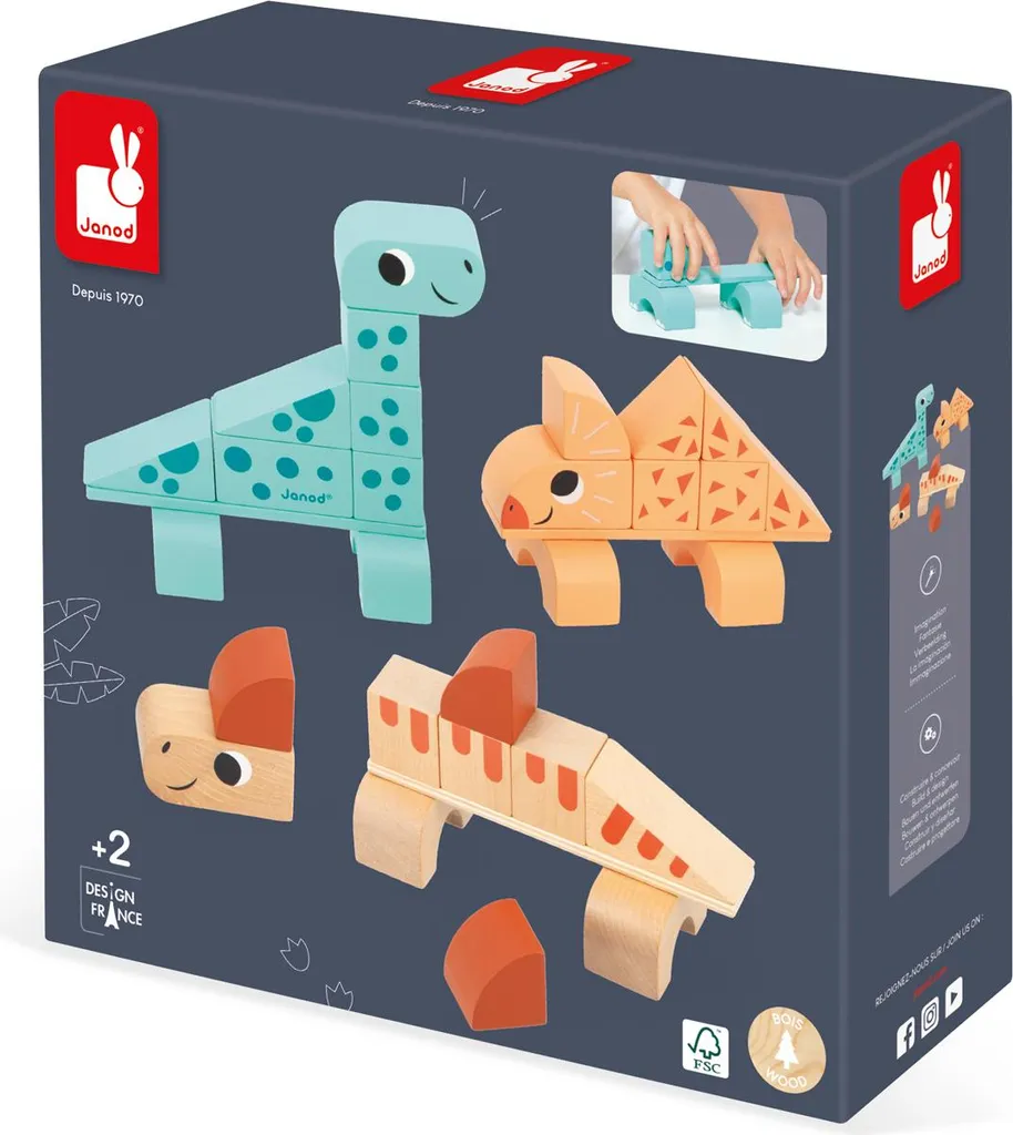 Jeu de Construction Janod Dinosaure - Activité Éducative dès 3 Ans
