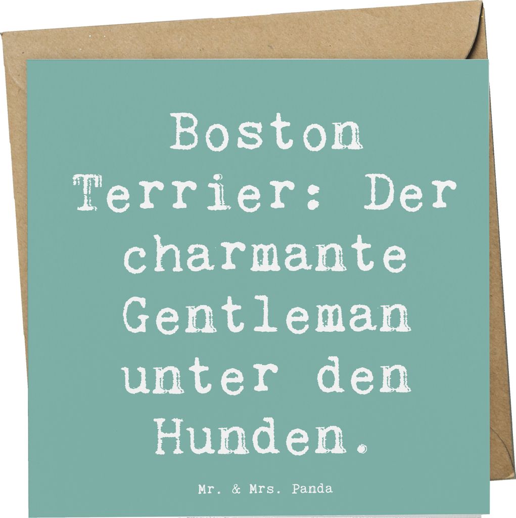 Mr. & Mrs. Panda Glückwunschkarte Spruch Boston Terrier Gentleman - Meeresbrise - Geschenk, intelligenter Hund, Hunderasse, anlasskarte, Hunderass...