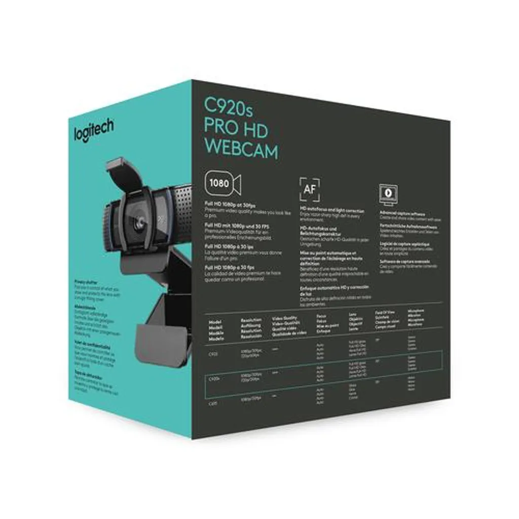 Logitech C920s webcam avec double micro stéréo et lentille en verre - 48