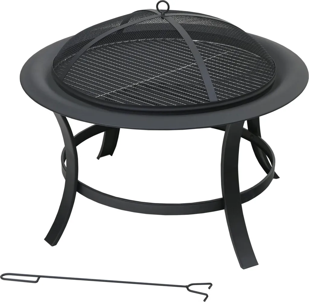 Foyer Extérieur en Acier Robuste avec Grille de Cuisson Amovible 45cm