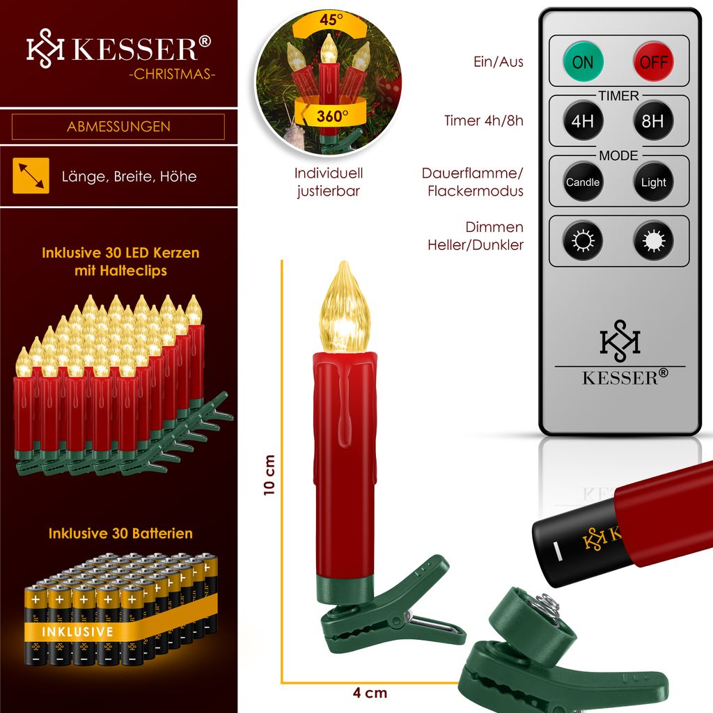 KESSER® Weihnachtsbaumkerzen 20 LED Inkl. Batterien Produktbild 7